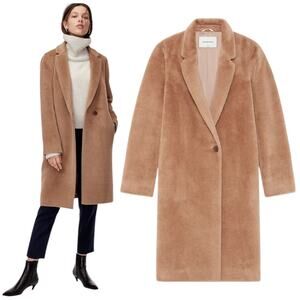 Aritzia Babaton Stedman Virgin Wool Alpaca Teddy Coat Camel Size L